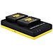 Caricabatterie Dual con Micro-USB per Fujifilm NP-W126 / NP-W126s Interno Colore Nero / Giallo - Foto miniatura 2