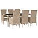 Set Da Pranzo Da Giardino 7 Pz Con Cuscini Beige In Polyrattan - Foto miniatura 3