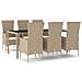 Set Da Pranzo Da Giardino 7 Pz Con Cuscini Beige In Polyrattan - Foto miniatura 1