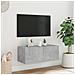 Mobile TV a Parete con Luci LED Grigio Cemento 80x35x31 cm - Foto miniatura 5