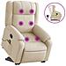 Poltrona Alzapersona Massaggiante Reclinabile Crema In Tessuto - Foto miniatura 2