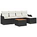 Set di Sofà da Giardino  6 Pezzi con Cuscini Nero Polyrattan, Sofà da Giardino  2 Posti con Cuscini Nero Polyrattan - Foto miniatura 1