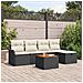 Set di Sofà da Giardino  6 Pezzi con Cuscini Nero Polyrattan, Sofà da Giardino  2 Posti con Cuscini Nero Polyrattan - Foto miniatura 2