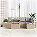 Set Divano da Giardino 6 Pezzi con Cuscini Beige Rattan - Foto miniatura 3