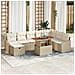Set di divani da giardino 9 pezzi con cuscini, Beige, Polyrattan - Foto miniatura 2