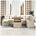 Set di divani da giardino 9 pezzi con cuscini, Beige, Polyrattan - Foto miniatura 3
