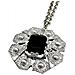 Collana Lunga Bisanzio Argento Invecchiato 10µ E Cristallo Nero - Foto miniatura 2