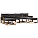 Set di divani da esterno con cuscino 6 pcs Naturale e Nero - Foto miniatura 1