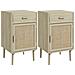 Set 2 Comodini Per Camera Da Letto Con Cassetto E Anta In Rattan Stile Boho, Colore Legno - Foto miniatura 1