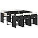 Set Da Pranzo Da Giardino 7 Pz Nero Con Cuscini In Polyrattan - Foto miniatura 2