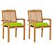 Lusso Casadino -  Sedie Da Giardino 2pz Cuscini Verde Brillante Teak Massello - Foto miniatura 2