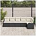 Set di divani da giardino  6 pezzi con cuscini in rattan nero, Divano da giardino  2 posti con cuscini in rattan nero - Foto miniatura 3