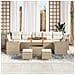 Set Divano da Giardino a 10 Pezzi con Cuscini Beige Rattan Poli Acacia, Set da Pranzo da Giardino a 3 Pezzi con Cuscini Beige Rattan Poli Acacia - Foto miniatura 3