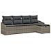 Set Divano da Giardino in 5 Pezzi con Cuscini Grigio Rattan - Foto miniatura 1