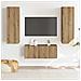Mobili TV a Parete 3 pz Rovere Artigianale in Legno Multistrato - Foto miniatura 3