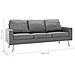 Divano A 3 Posti Grigio Chiaro In Tessuto - Foto miniatura 6