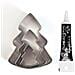 3 Mini Tagliabiscotti In Acciaio Inox Abeti + Penna Per Glassa Nera - Foto miniatura 1