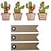 4 Adesivi In ? ? legno Cactus 6,5 Cm + 20 Etichette Kraft Con Gagliardetto - Foto miniatura 1