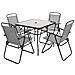 Set da Pranzo 6 Pezzi per Giardino Patio con Ombrellone 4 Sedie Pieghevoli Grigio - Foto miniatura 4