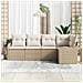 Set Divano da Giardino in 5 Pezzi con Cuscini in Rattan Polyrattan Beige,  Divano da Giardino per 2 Persone con Cuscini in Rattan Polyrattan Beige - Foto miniatura 3