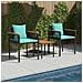 Set di Mobili da Esterno 3 pcs Nero e Turchese Rattan in PE - Foto miniatura 2