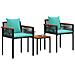 Set di Mobili da Esterno 3 pcs Nero e Turchese Rattan in PE - Foto miniatura 3