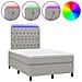 Letto a Molle Materasso e LED Grigio Chiaro 120x190 cm Tessuto - Foto miniatura 1