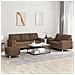Set di Divani 3 pz con Cuscini Marrone in Tessuto - Foto miniatura 2