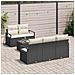 Set di divani da giardino  6 pezzi con cuscini in rattan nero, Divano da giardino  a 2 posti con cuscini in rattan nero - Foto miniatura 3