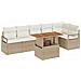 Set di Sofà da Giardino  7 Pezzi con Cuscini Beige Rattan Polietilene Acacia, Sofà da Giardino  2 Posti con Cuscini Beige Rattan Polietilene - Foto miniatura 1