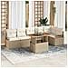 Set di Sofà da Giardino  7 Pezzi con Cuscini Beige Rattan Polietilene Acacia, Sofà da Giardino  2 Posti con Cuscini Beige Rattan Polietilene - Foto miniatura 2