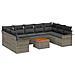 Set Divano da Giardino a 10 Pezzi con Cuscini Grigio Rattan Sintetico Acacia, Divano da Giardino a 2 Posti con Spazio di Stoccaggio e Cuscini Grigio Rattan Sintetico - Foto miniatura 1