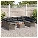 Set Divano da Giardino a 10 Pezzi con Cuscini Grigio Rattan Sintetico Acacia, Divano da Giardino a 2 Posti con Spazio di Stoccaggio e Cuscini Grigio Rattan Sintetico - Foto miniatura 3