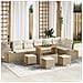 Set Divano da Giardino con cuscino 10 pcs Beige Poly Rattan - Foto miniatura 2