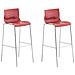 2 Sgabelli Alti HOOVER in Polipropilene - Set 2 Sgabelli Bar Design I Sedie Sgabello con Schienale I Sgabelli Ergonomici Rosso Cromato - Foto miniatura 1