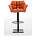 Sgabello Alto Regolabile Damaso in Similpelle I Sgabello Bancone con Braccioli E Schienale Imbottiti E Poggiapiedi, H 58-83 CM Arancione Nero - Foto miniatura 2