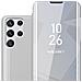 Cadorabo Custodia Compatibile Con Samsung Galaxy S22 Ultra In Agata Argento - Clear View Specchio Coperchio Protettivo Con Funzione Di Supporto Protezione A 360 Gradi - Foto miniatura 1
