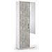 Scarpiera Tarassaco, Mobile Multiuso Da Ingresso Con Anta A Specchio, Armadio Moderno Portascarpe A 6 Ripiani, 100% Made In Italy, 72x37h195 Cm, Bianco E Cemento - Foto miniatura 2