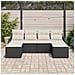 Set di divani da giardino  6 pezzi con cuscini in rattan polimero nero, Divano da giardino con cuscini a 2 posti  in rattan polimero nero - Foto miniatura 3