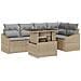 Set Divano da Giardino 6 Pezzi con Cuscini Beige Rattan Poliestere - Foto miniatura 1