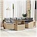 Set Divano da Giardino 6 Pezzi con Cuscini Beige Rattan Poliestere - Foto miniatura 2