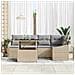 Set Divano da Giardino 6 Pezzi con Cuscini Beige Rattan Poliestere - Foto miniatura 3