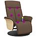 Poltrona Reclinabile Massaggio e Poggiapiedi Marrone in Tessuto - Foto miniatura 7