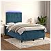 Letto A Molle Materasso E Led Blu Scuro 120x190 Cm In Velluto - Foto miniatura 6