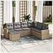 Set Divani Da Giardino 7 Pz Con Cuscini Beige In Polyrattan - Foto miniatura 1