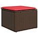 Sgabello Giardino con Cuscino Marrone 55x55x37 cm in Polyrattan - Foto miniatura 1