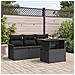 Set Divano da Giardino in 5 Pezzi con Cuscini Nero Polyrattan Acacia - Foto miniatura 2