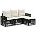 Set Divano da Giardino 4 pcs Nero e Bianco Crema polyrattan - Foto miniatura 1