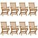Sedie da Giardino con Cuscini Beige 8 pz in Massello di Teak - Foto miniatura 1