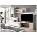 Parete Attrezzata Denali, Set Da Soggiorno Modulare Ad Angolo, Mobile Salotto Multiposizione, 230x41h180 Cm, Bianco E Rovere - Foto miniatura 1
